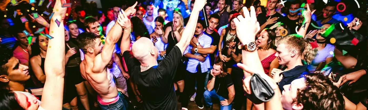 crowd dancing at Birdees nightclub